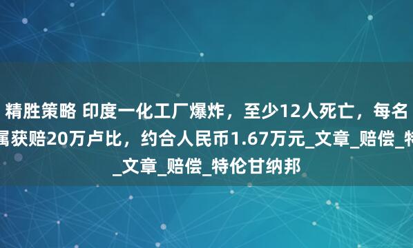 精胜策略 印度一化工厂爆炸，至少12人死亡，每名死者的家属获赔20万卢比，约合人民币1.67万元_文章_赔偿_特伦甘纳邦