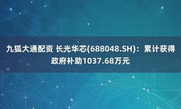 九狐大通配资 长光华芯(688048.SH)：累计获得政府补助1037.68万元